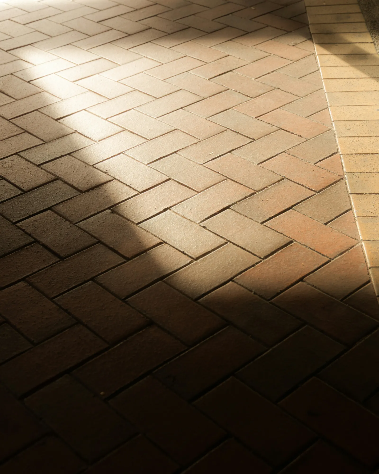 Herringbone paver patio in charcoal tones for a contemporary home
